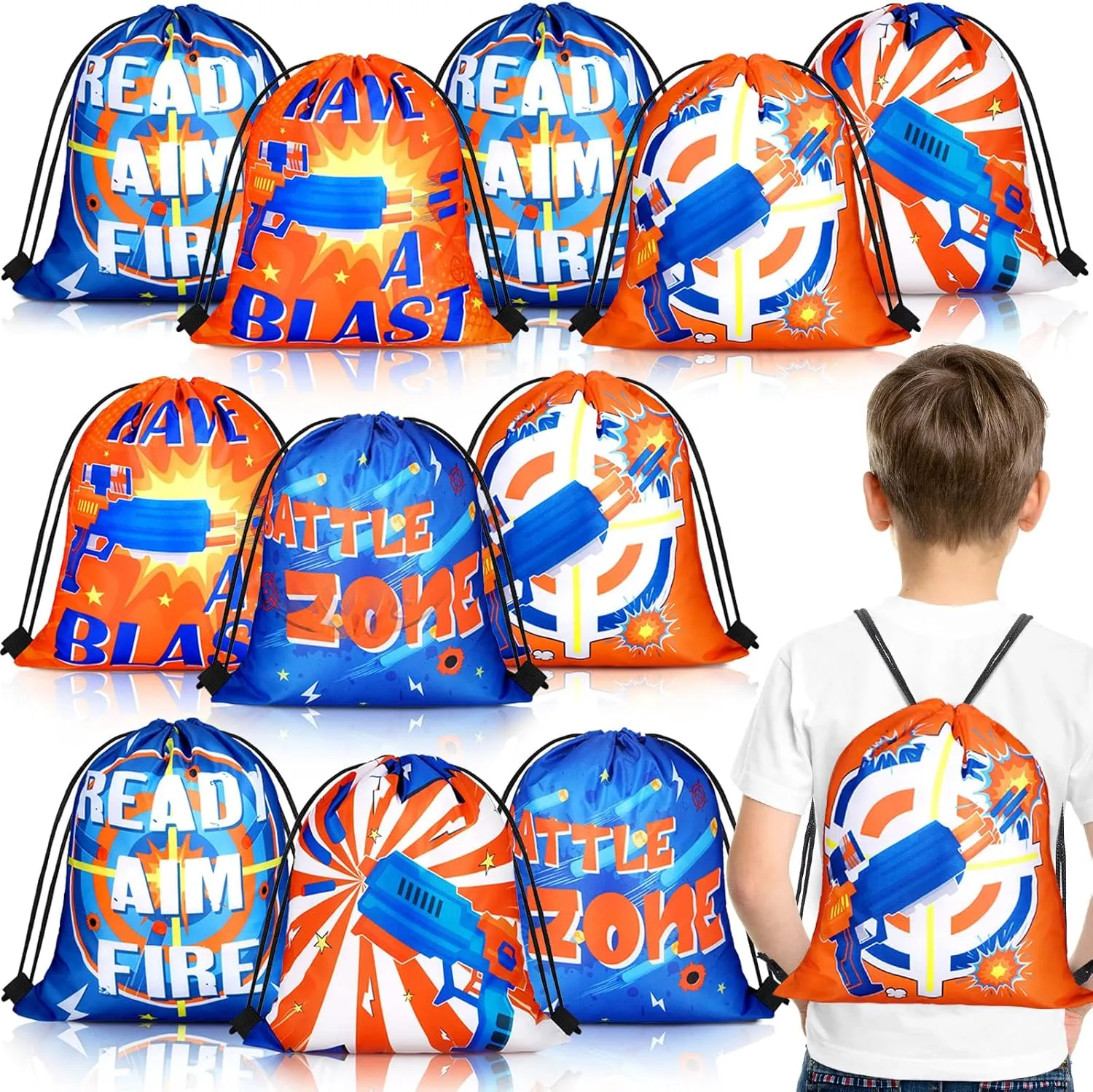 Shappy Dart Party Supplies Bags Toy Goody Treat Bags Gun Darts Theme Party Supplies Backpacks for Gun Birthday Decor Gift(15 Pieces)
