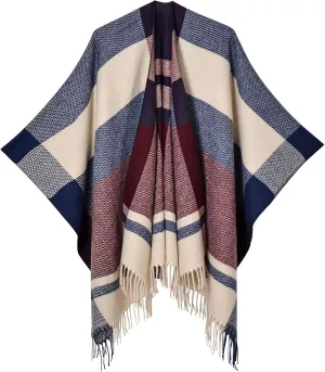 Shawl Wraps Gifts for Women,Warm Poncho Sweater,Tassels Open Front capes, Travel Christmas Gifts for Winter Fall