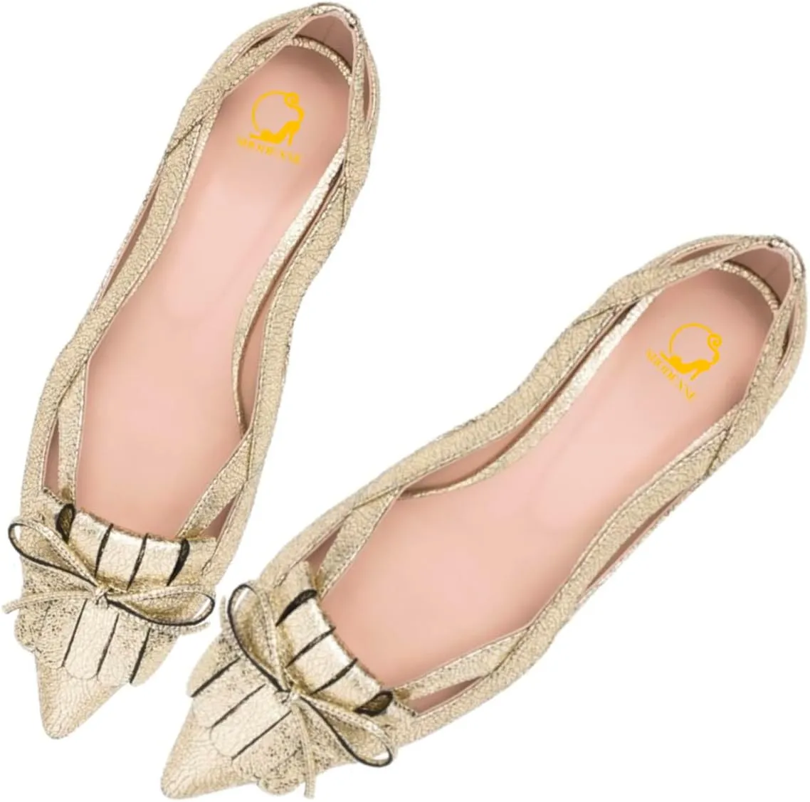 SHODENSE Women Flats Shoes Bow Pointed Closed Toe Ballet Flats Comfy Slip On Tassel Flats Cutout Suede Wingtip 4-11 M US