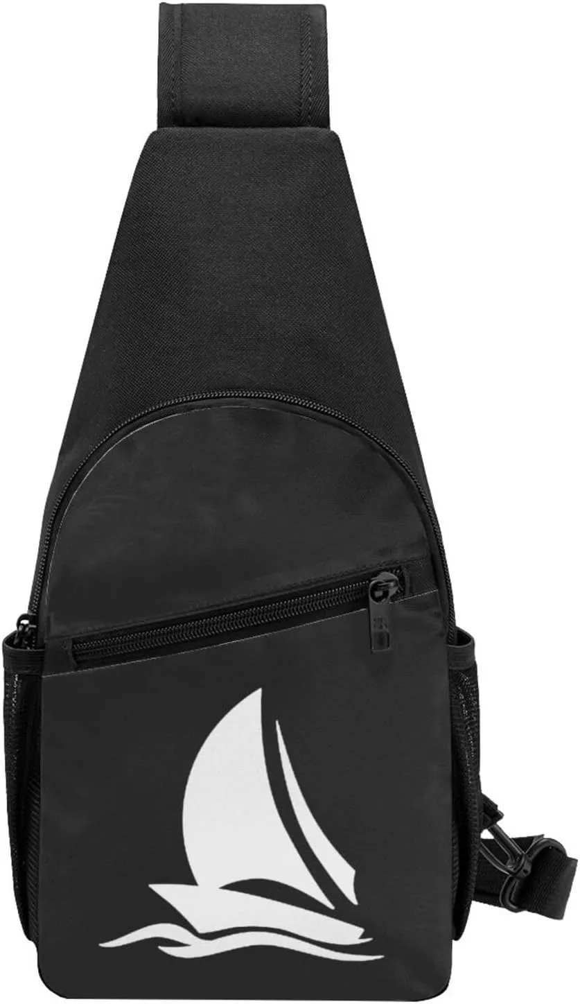 Silhouette of Sailboat Chest Pack Leisure Shoulder Crossbody Chest Bag