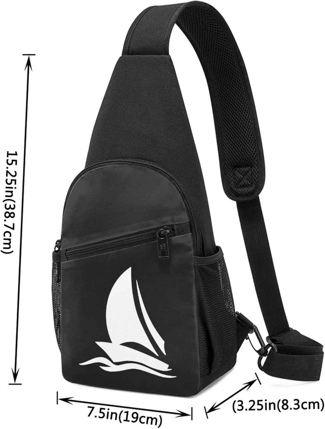 Silhouette of Sailboat Chest Pack Leisure Shoulder Crossbody Chest Bag