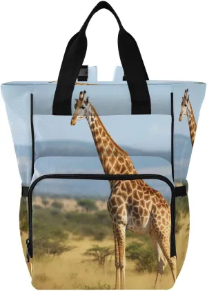 Sinestour Giraffe Grassland Diaper Bag Backpack Large Capacity Baby Bags for Boys Girls Multifunction Baby Diaper Backpack with Portable Changing Pad Maternity Nappy Bag for Mom Dad