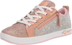 Skechers Kids Girls Street Shoutouts-Deluxe Shine Sneaker, Rose Gold, 2 Little Kid