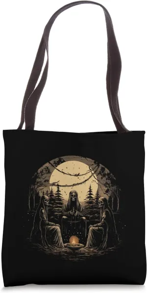 Skeletons Occult Ritual Campfire Edgy Gothic Alternative Tote Bag