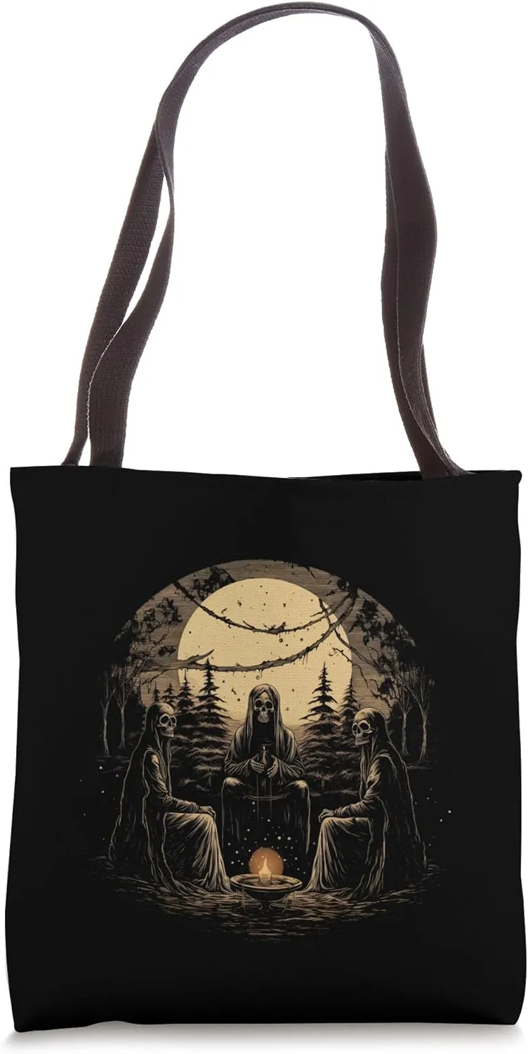 Skeletons Occult Ritual Campfire Edgy Gothic Alternative Tote Bag