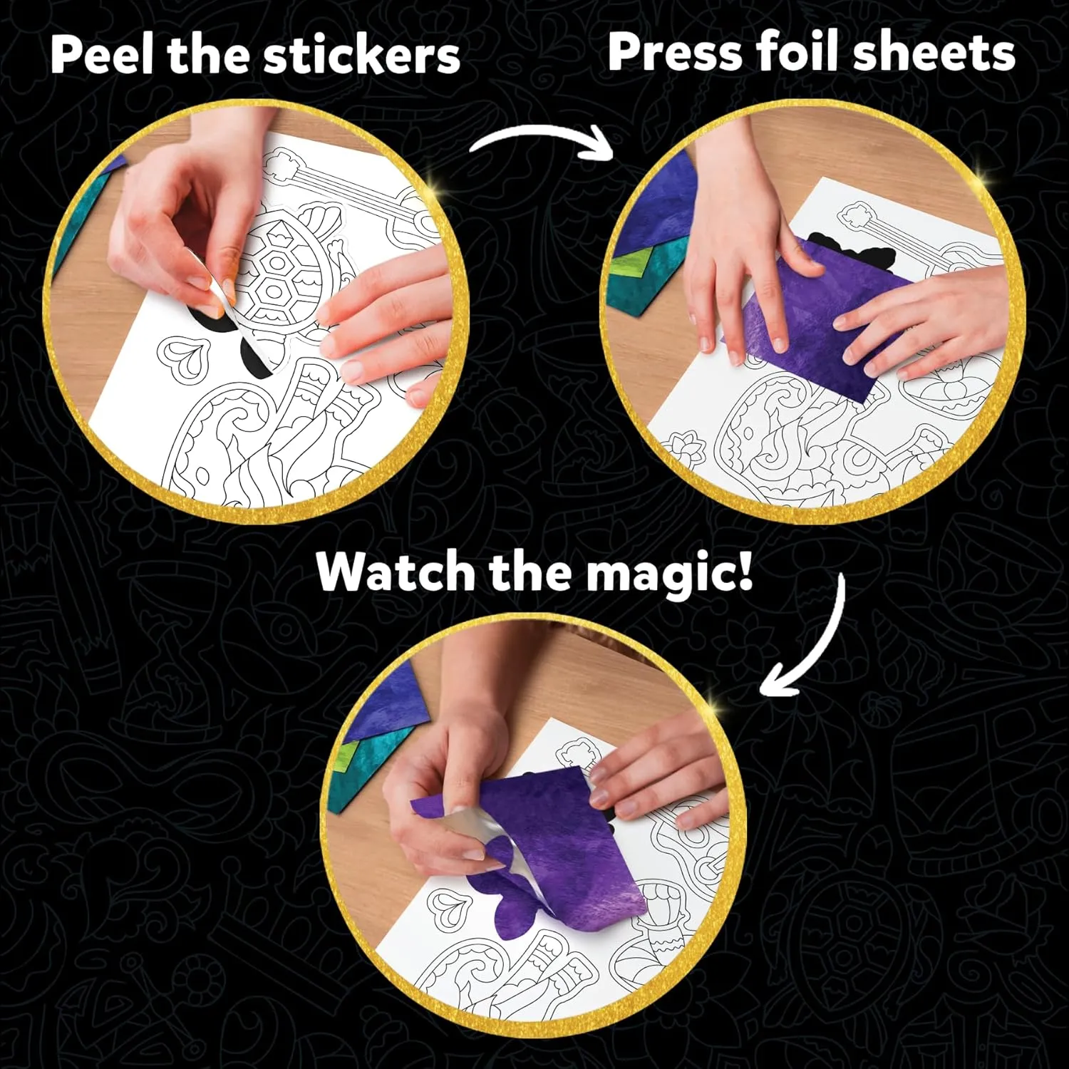 Skillmatics Foil Fun - Pretty Patterns, 18 DIY Magnets Mess-Free Art, Colorful Creative Party Activity, Craft Kits, 60  Foam Stickers, Gifts for Kids, Teens, Adults, Families