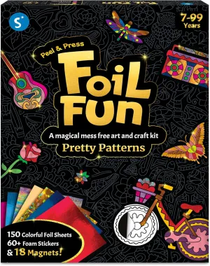 Skillmatics Foil Fun - Pretty Patterns, 18 DIY Magnets Mess-Free Art, Colorful Creative Party Activity, Craft Kits, 60  Foam Stickers, Gifts for Kids, Teens, Adults, Families