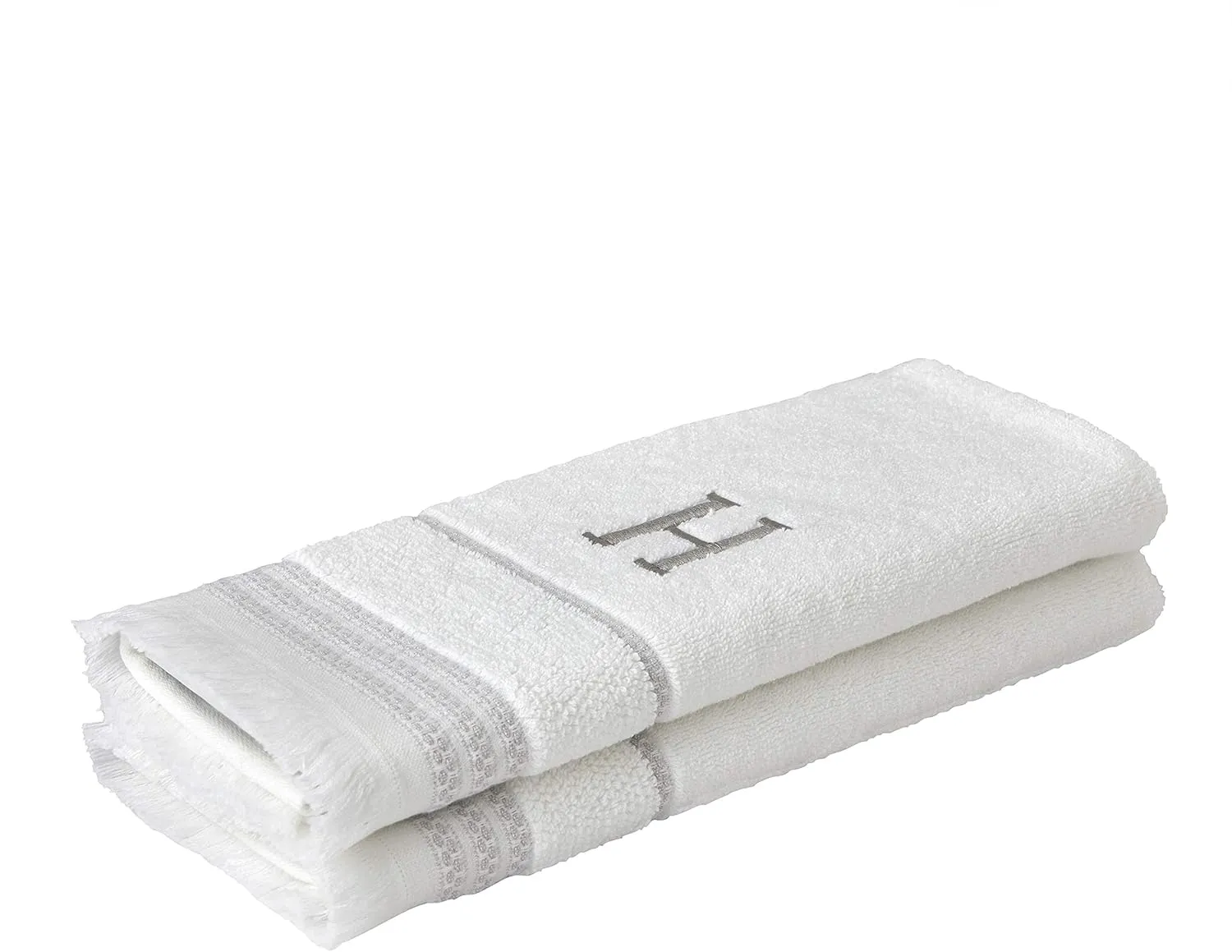 SKL Home Casual Monogram Hand Towel Set, H, 16x26, White 2 Count