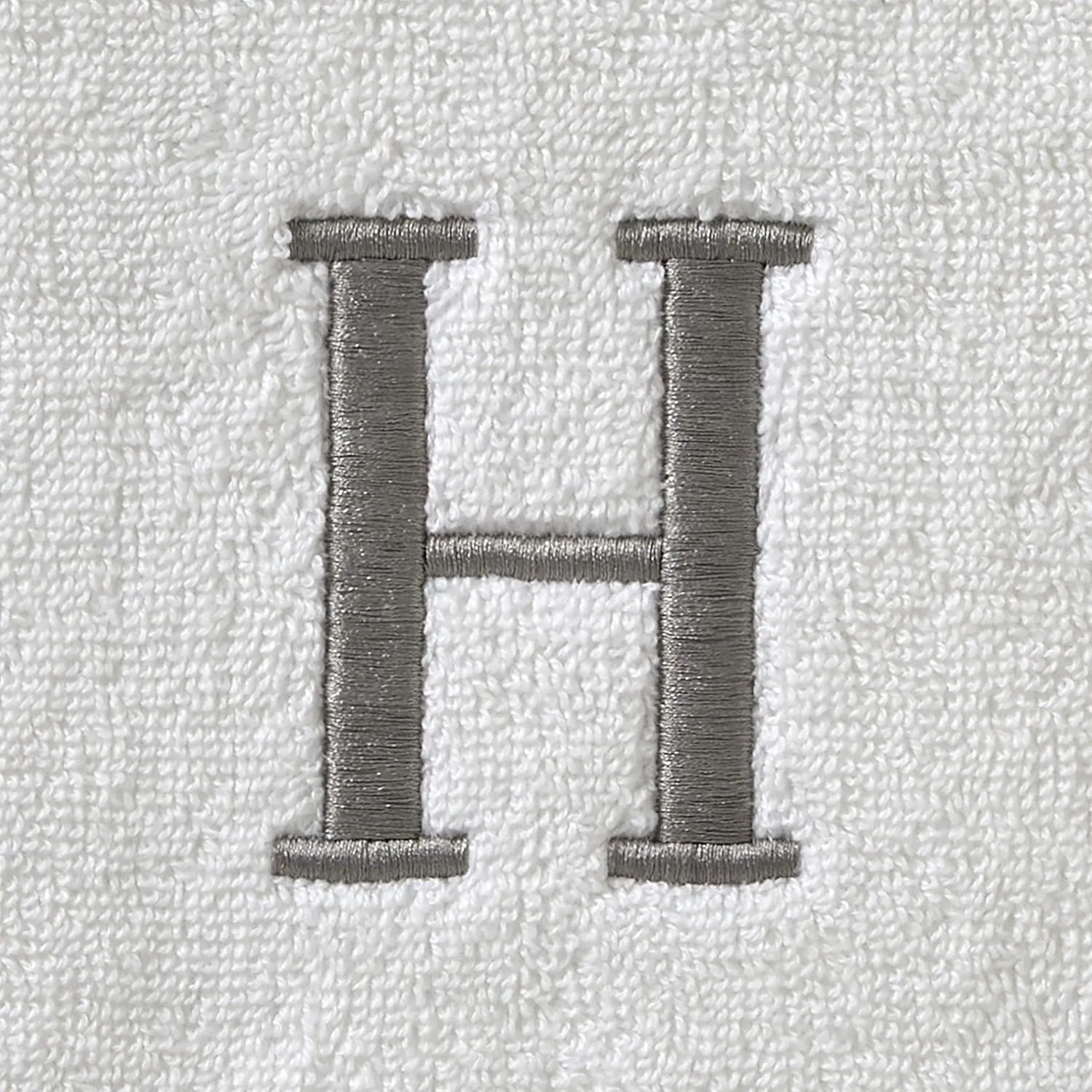 SKL Home Casual Monogram Hand Towel Set, H, 16x26, White 2 Count