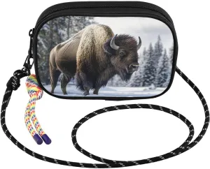 Small Crossbody Bags Bison Forest Winter Snow for Women Cell Phone Purses Shoulder Bag Handbag with Adjustable Strap