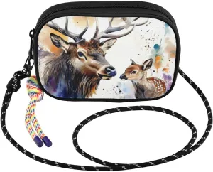 Small Crossbody Bags Elk Cute Watercolor for Women Cell Phone Purses Shoulder Bag Handbag with Adjustable Strap