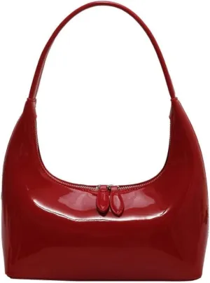 Small Shoulder Bag for Women Chic Leather Purse Red Underarm Bag
