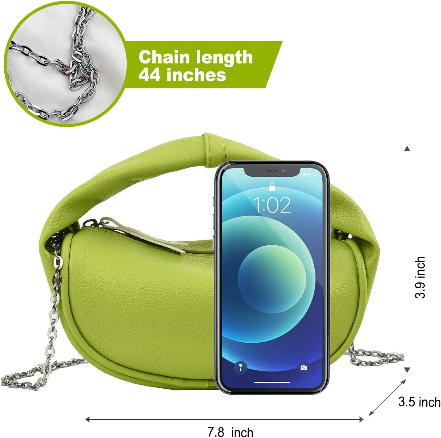 Small Shoulder Handbag for Women Fashion Mini Soft Crossbody Bag Lightweight Clutch Purse with Chain