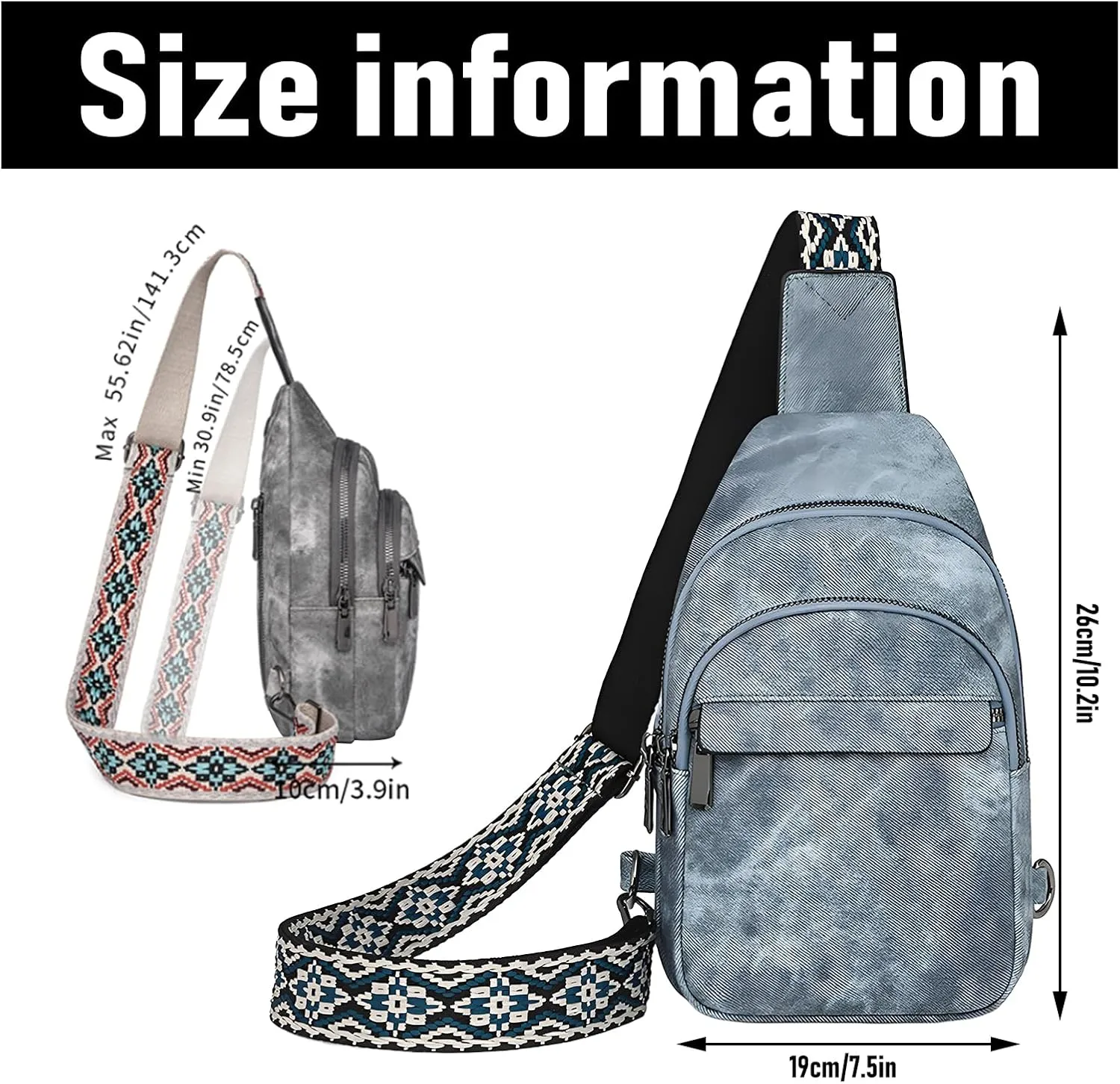 Small Sling Bag for Women and Men PU Crossbody Bags Fanny Pack Chest Bag for Travel