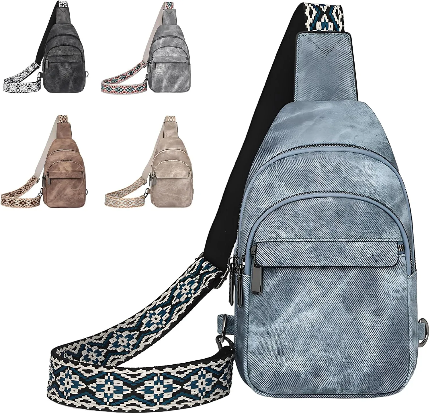 Small Sling Bag for Women and Men PU Crossbody Bags Fanny Pack Chest Bag for Travel