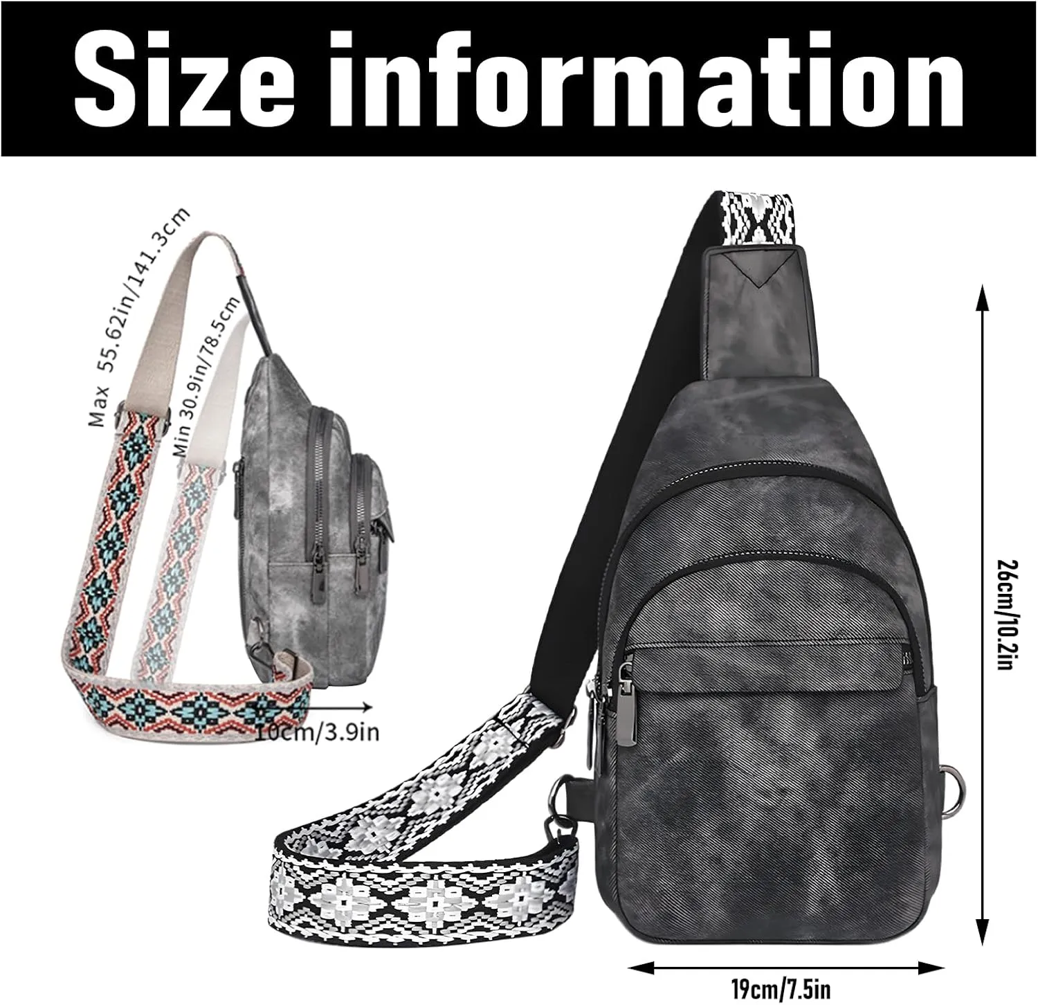 Small Sling Bag for Women and Men PU Crossbody Bags Fanny Pack Chest Bag for Travel