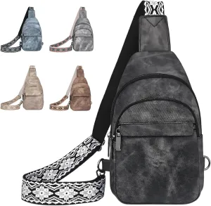 Small Sling Bag for Women and Men PU Crossbody Bags Fanny Pack Chest Bag for Travel