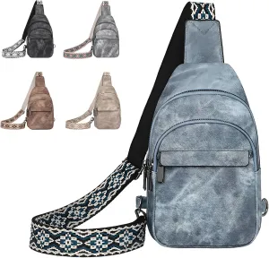 Small Sling Bag for Women and Men PU Crossbody Bags Fanny Pack Chest Bag for Travel