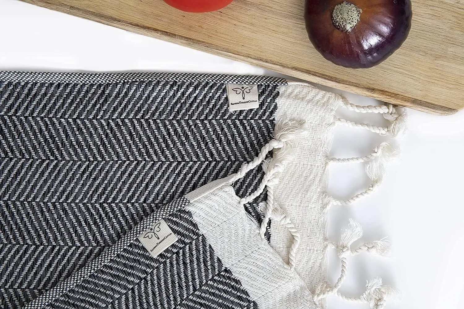 SMYRNA TURKISH COTTON Herringbone Series Kitchen Dish Towels Pack of 6, Machine Washable Wash Cloths, Ultra Soft, Absorbent, Prewashed and Quick Dry Turkish Dish Towels, 12x12 Inch (Dark Gray)