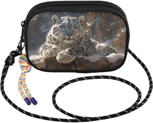 Snow Leopard Rocky Winter Small Crossbody Bags for Women Cell Phone Purses Women's Shoulder Handbag Wallet Purse