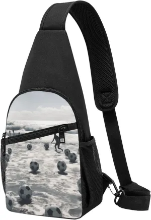 Soccer Sea Printed Chest Bag Chest Shoulder Crossbody Bag for Men Women Travel Chest Pack Hiking Shoulder Bags, Black, One Size, Hiking Backpack