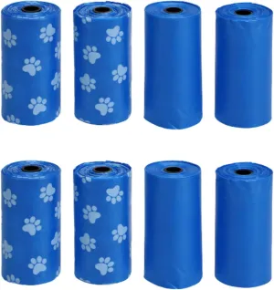 SOL MAR Kennel Club Colorful Dog Waste Bags - Assorted Designs, Easy to Carry, 4-Roll 2 Pack Convenient Quick Pick Up Bonus Item Heiedse, Blue