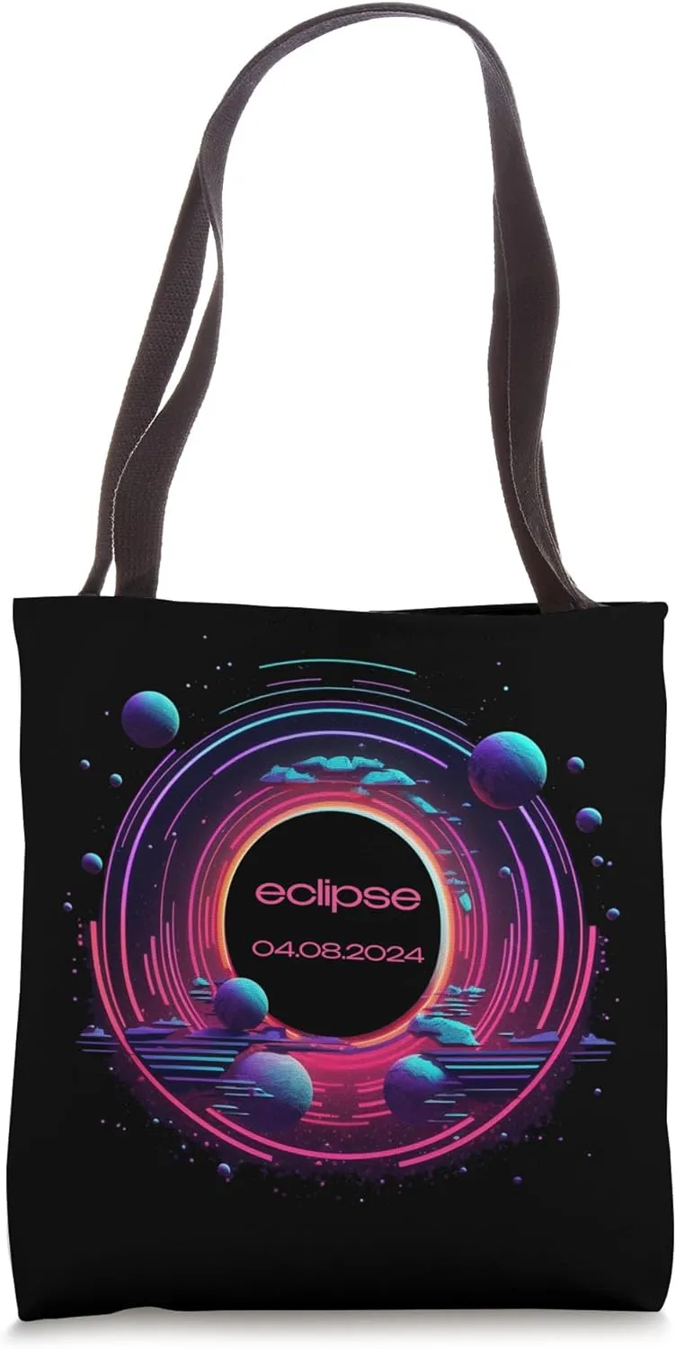 Solar Annular Eclipse 2024 Totality Eclipse Vaporwave 90s Tote Bag