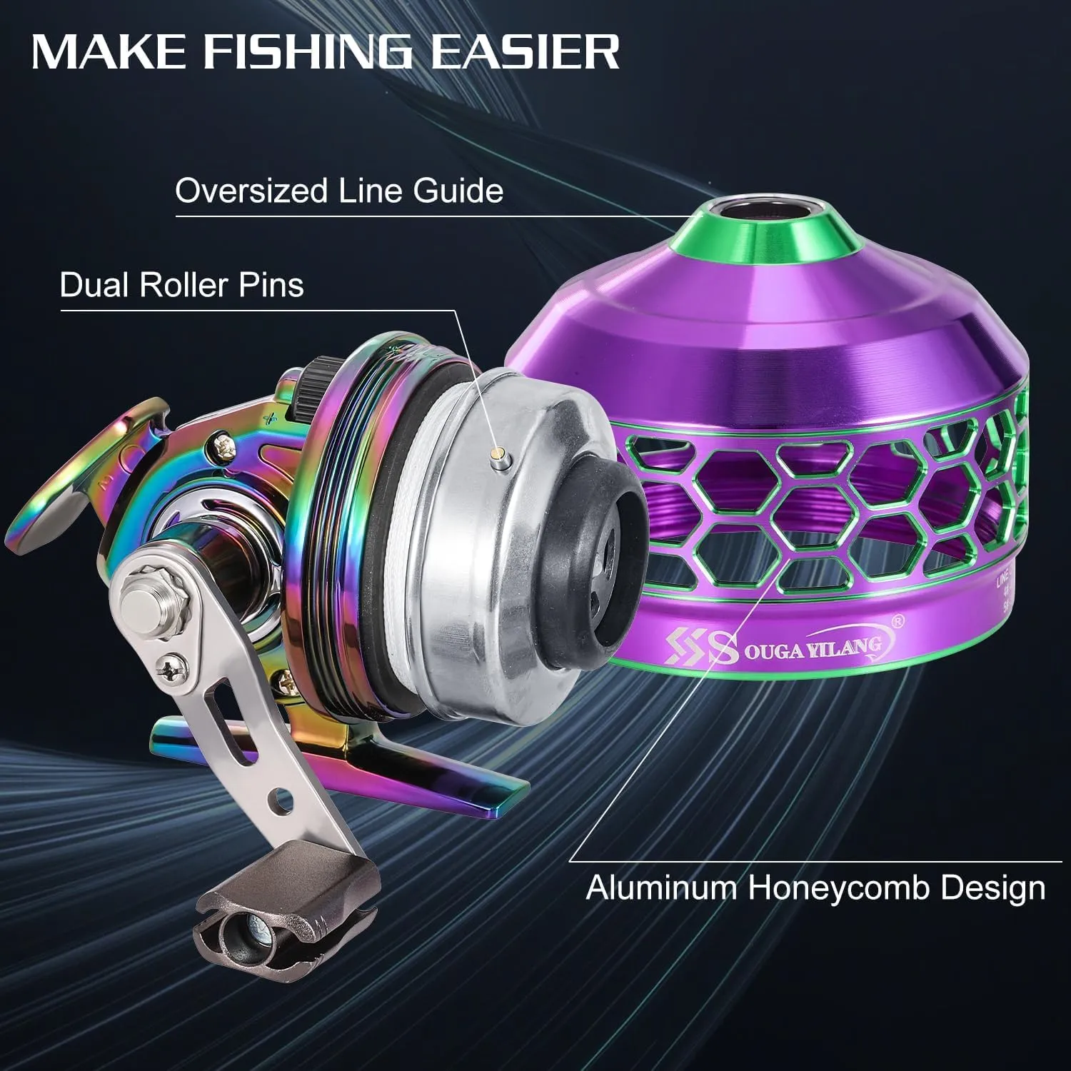 Sougayilang Fishing Reel Rod Combo, Two Pieces Colorful Poratble Light Weight Casting Rod with Spincast Fishing Reel for Freshwater