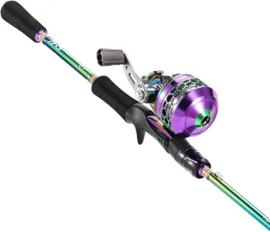 Sougayilang Fishing Reel Rod Combo, Two Pieces Colorful Poratble Light Weight Casting Rod with Spincast Fishing Reel for Freshwater