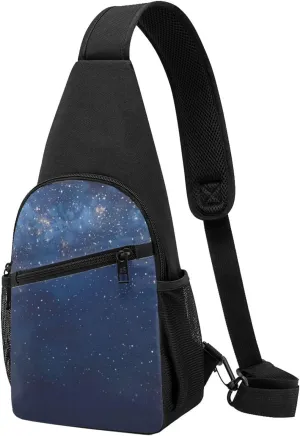 Space and Stars Printed Chest Bag Chest Shoulder Crossbody Bag for Men Women Travel Chest Pack Hiking Shoulder Bags, Black, One Size, Hiking Backpack