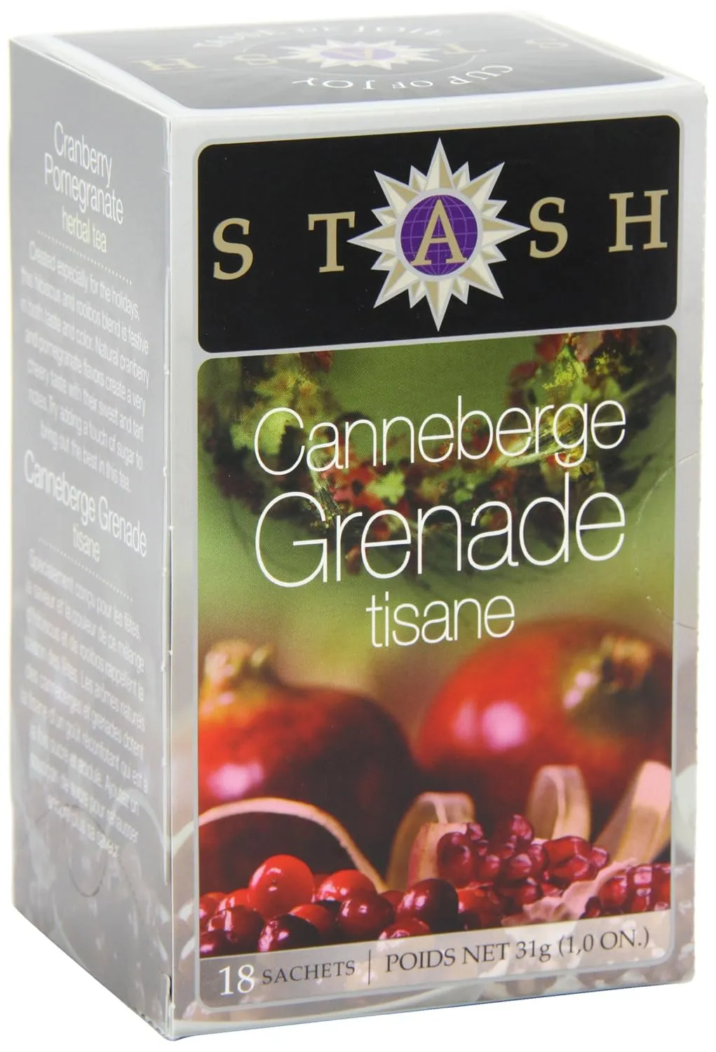 Stash Tea Cranberry Pomegranate Herbal Tea - Naturally Caffeine Free, Non-GMO Project Verified Premium Tea with No Artificial Ingredients, 18 Count (Pack of 6) - 108 Bags Total