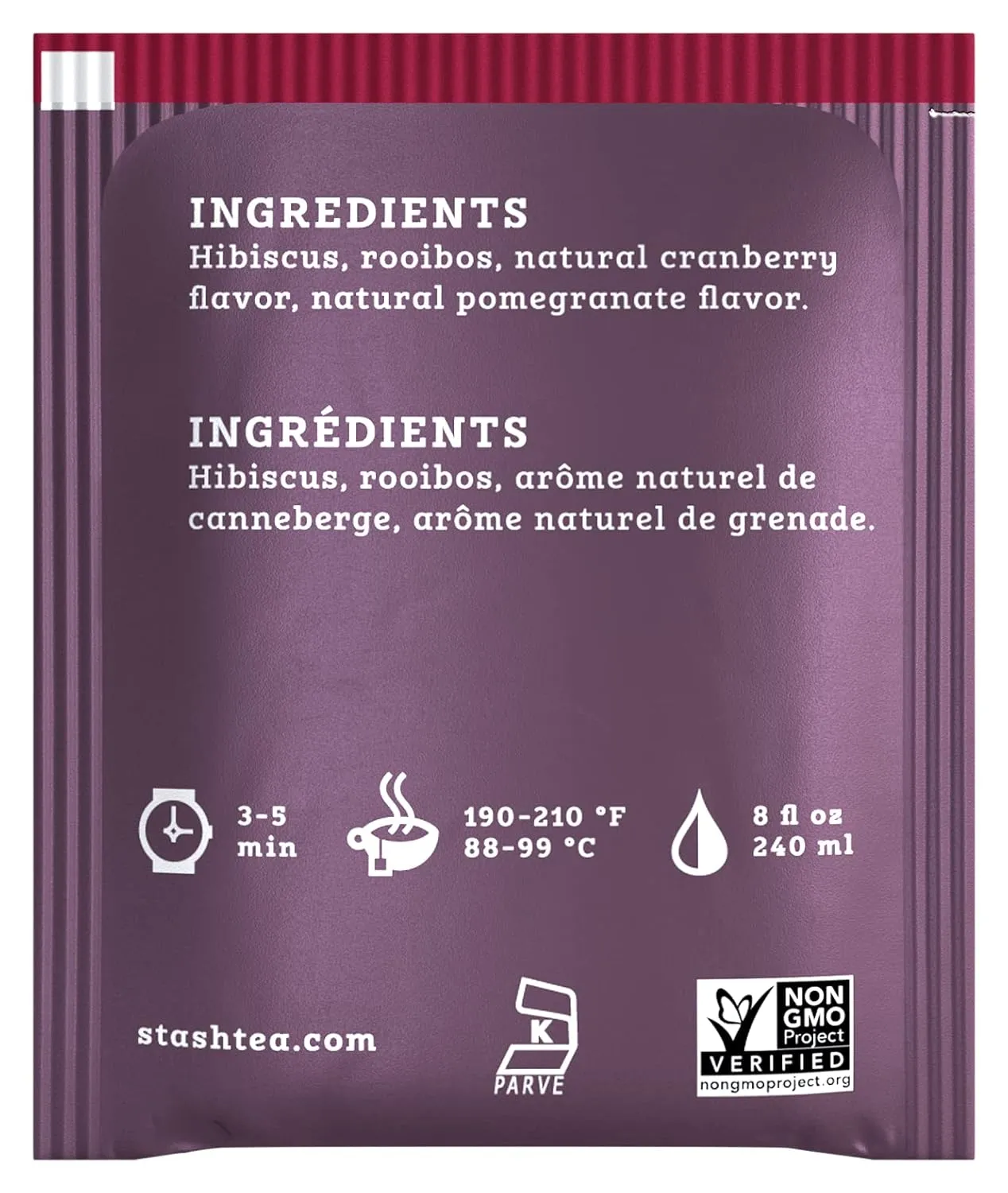 Stash Tea Cranberry Pomegranate Herbal Tea - Naturally Caffeine Free, Non-GMO Project Verified Premium Tea with No Artificial Ingredients, 18 Count (Pack of 6) - 108 Bags Total