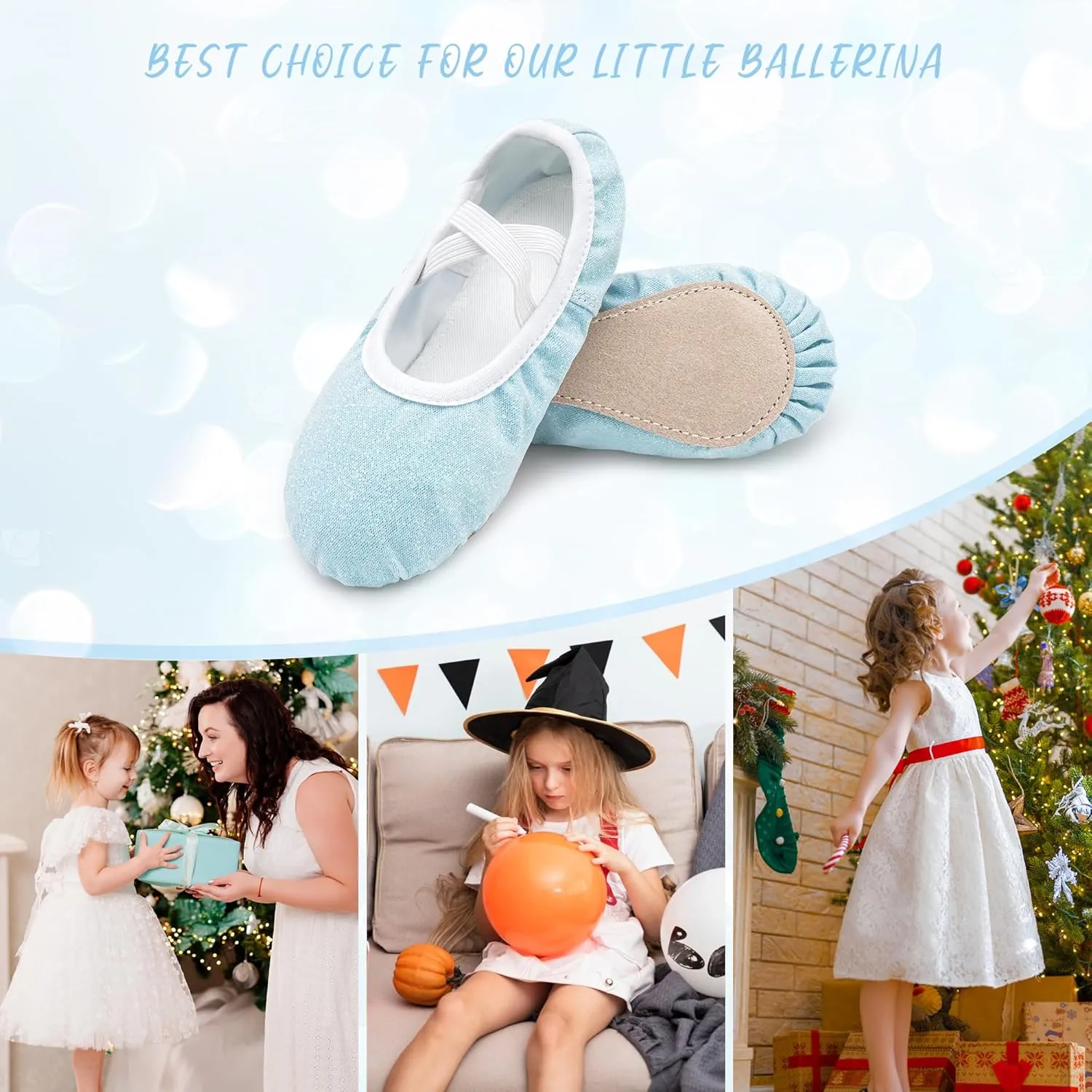 Stelle Ballet Shoes for Girls Glitter | Metallic Faux Leather Ballet Slippers Dance Shoes for Toddler/Little/Big Kids