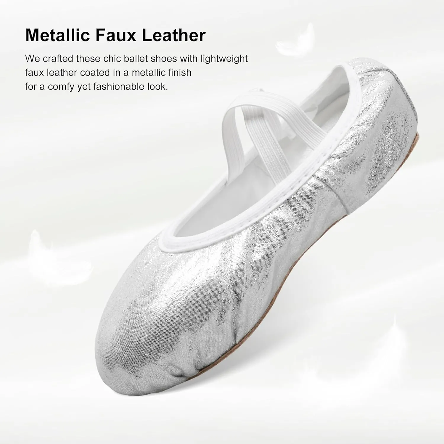 Stelle Ballet Shoes for Girls Glitter | Metallic Faux Leather Ballet Slippers Dance Shoes for Toddler/Little/Big Kids