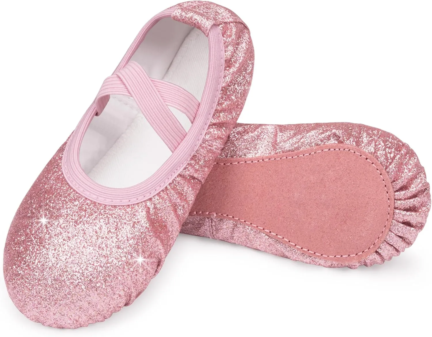 Stelle Ballet Shoes for Girls Glitter | Metallic Faux Leather Ballet Slippers Dance Shoes for Toddler/Little/Big Kids