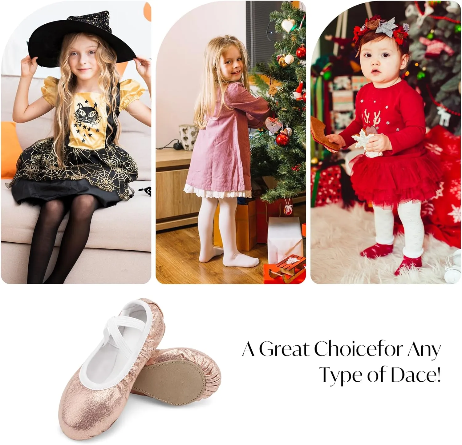 Stelle Ballet Shoes for Girls Glitter | Metallic Faux Leather Ballet Slippers Dance Shoes for Toddler/Little/Big Kids