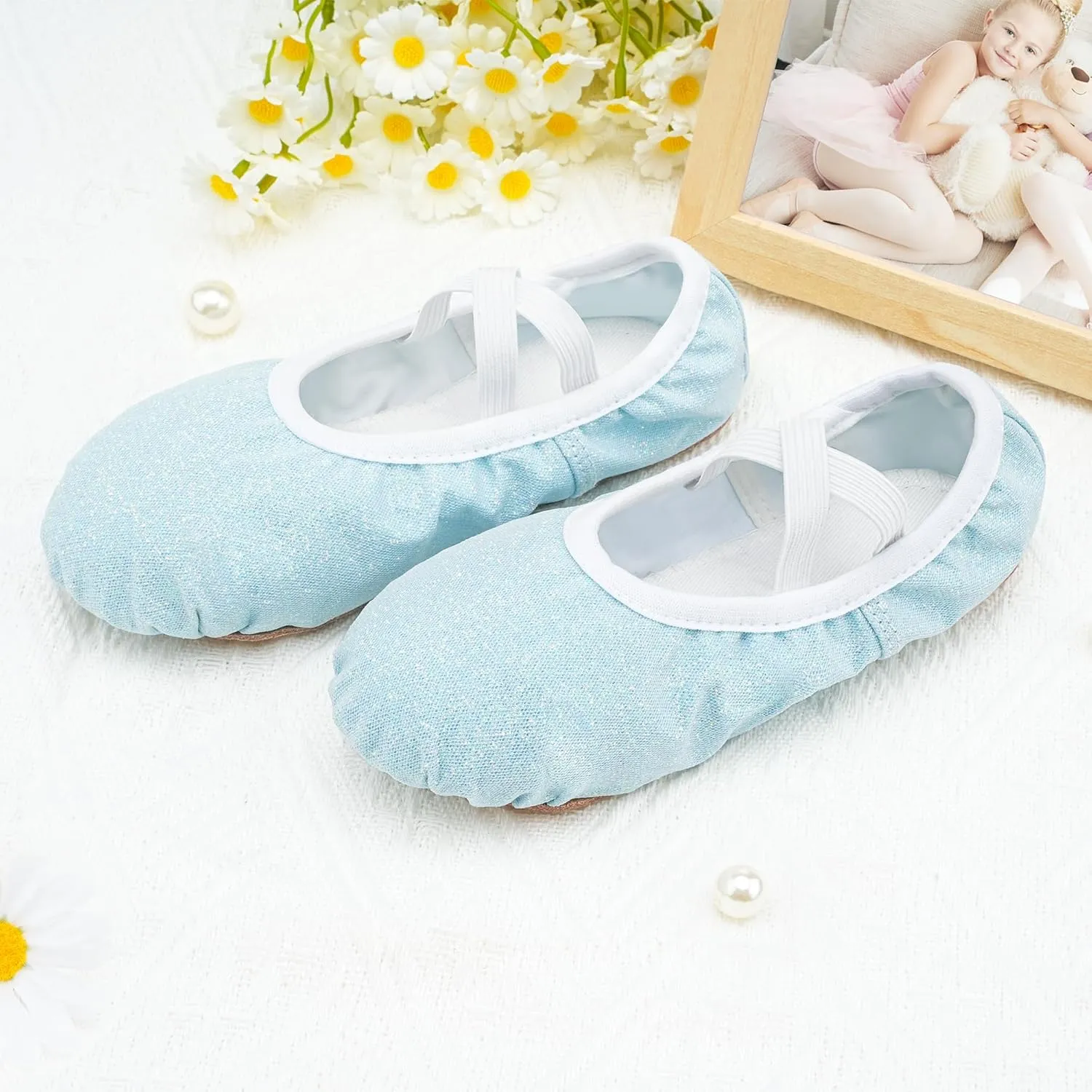 Stelle Ballet Shoes for Girls Glitter | Metallic Faux Leather Ballet Slippers Dance Shoes for Toddler/Little/Big Kids