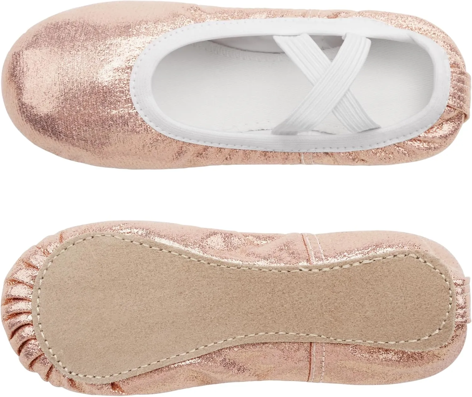 Stelle Ballet Shoes for Girls Glitter | Metallic Faux Leather Ballet Slippers Dance Shoes for Toddler/Little/Big Kids