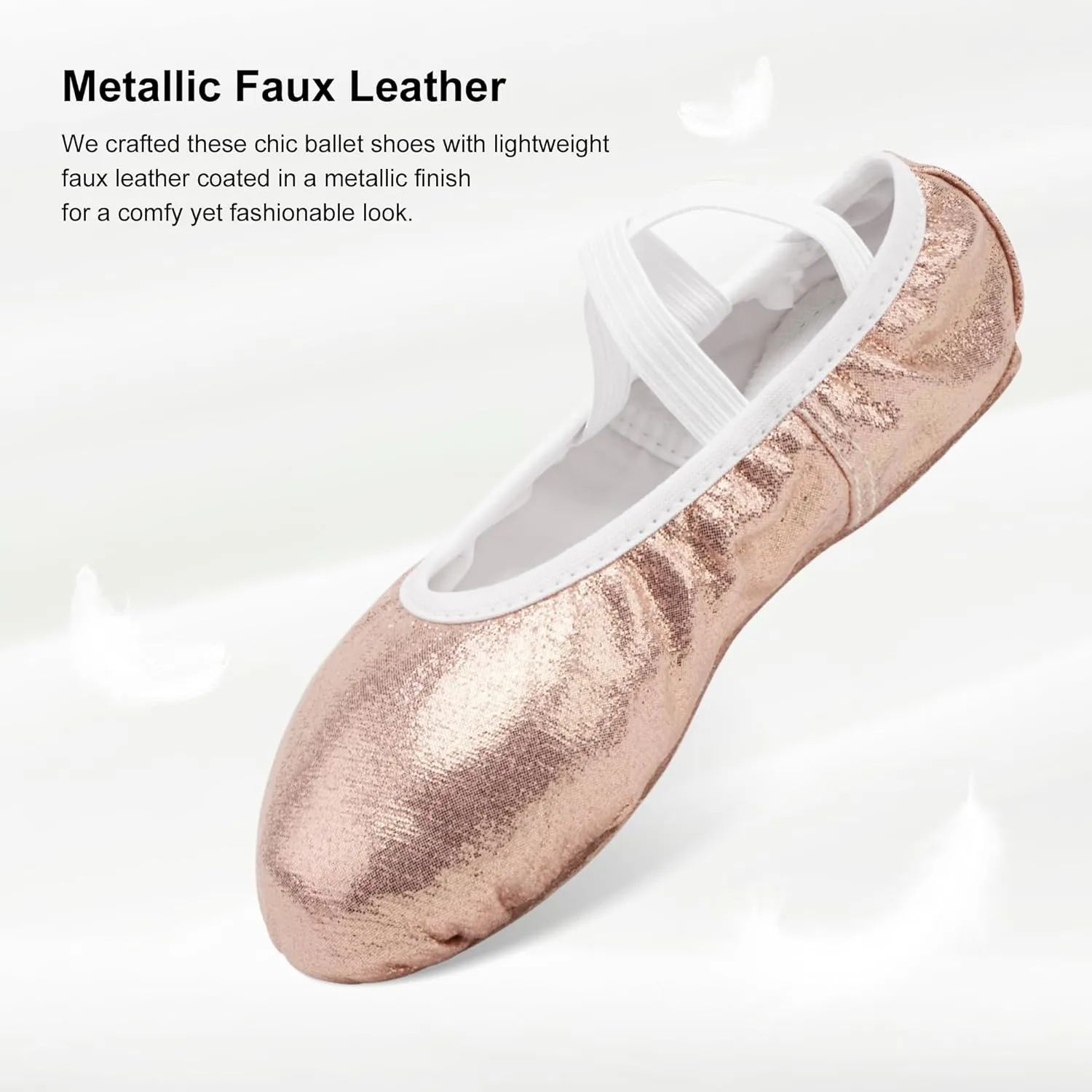 Stelle Ballet Shoes for Girls Glitter | Metallic Faux Leather Ballet Slippers Dance Shoes for Toddler/Little/Big Kids