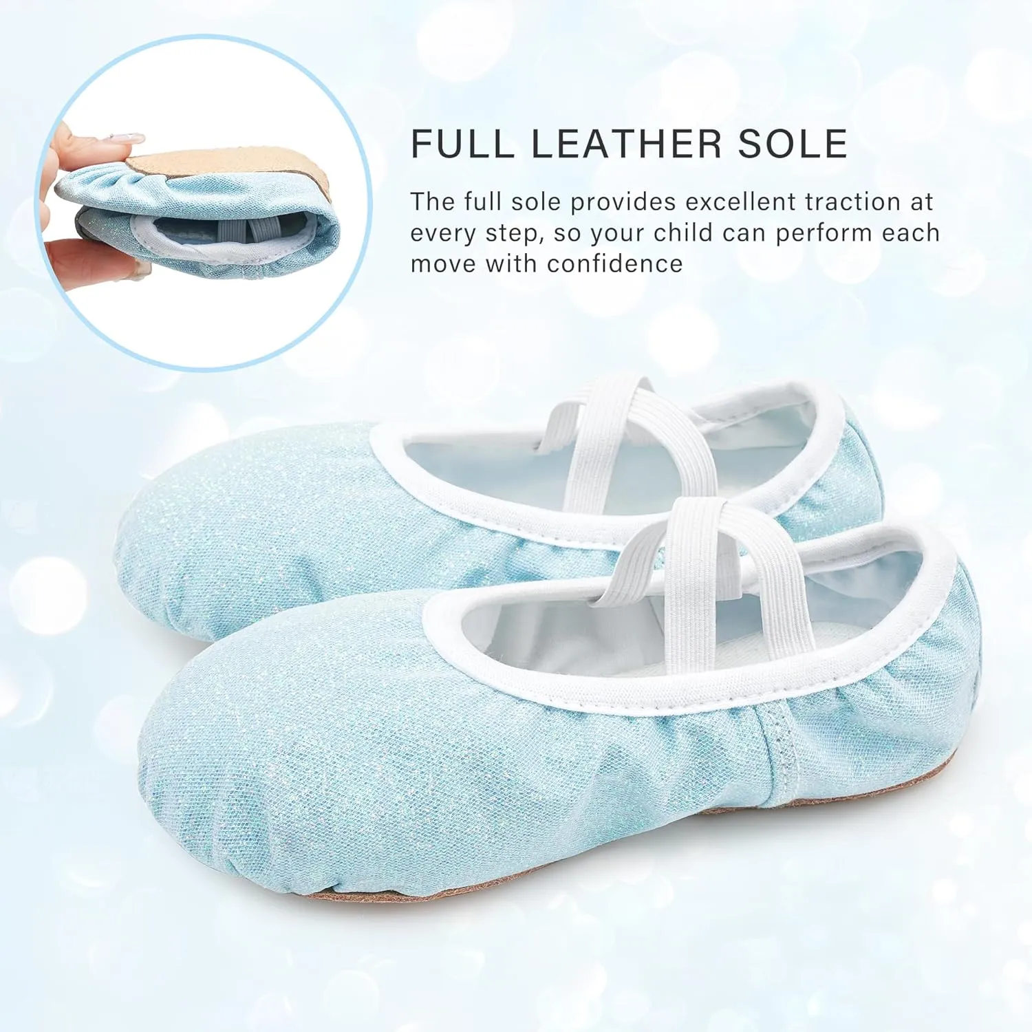 Stelle Ballet Shoes for Girls Glitter | Metallic Faux Leather Ballet Slippers Dance Shoes for Toddler/Little/Big Kids