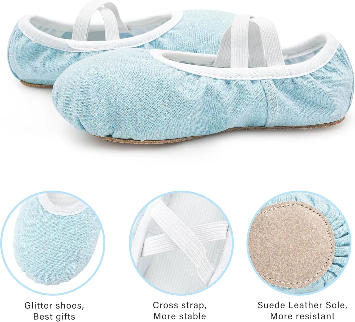 Stelle Ballet Shoes for Girls Glitter | Metallic Faux Leather Ballet Slippers Dance Shoes for Toddler/Little/Big Kids