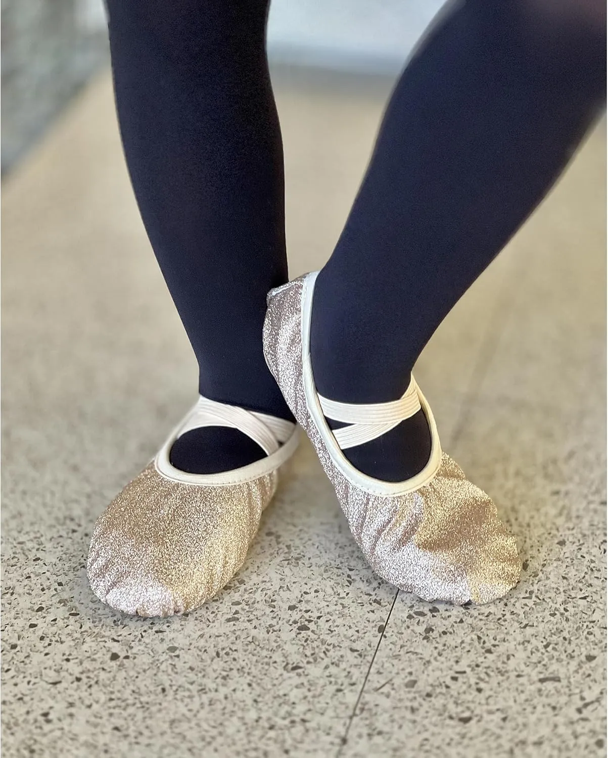 Stelle Ballet Shoes for Girls Glitter | Metallic Faux Leather Ballet Slippers Dance Shoes for Toddler/Little/Big Kids