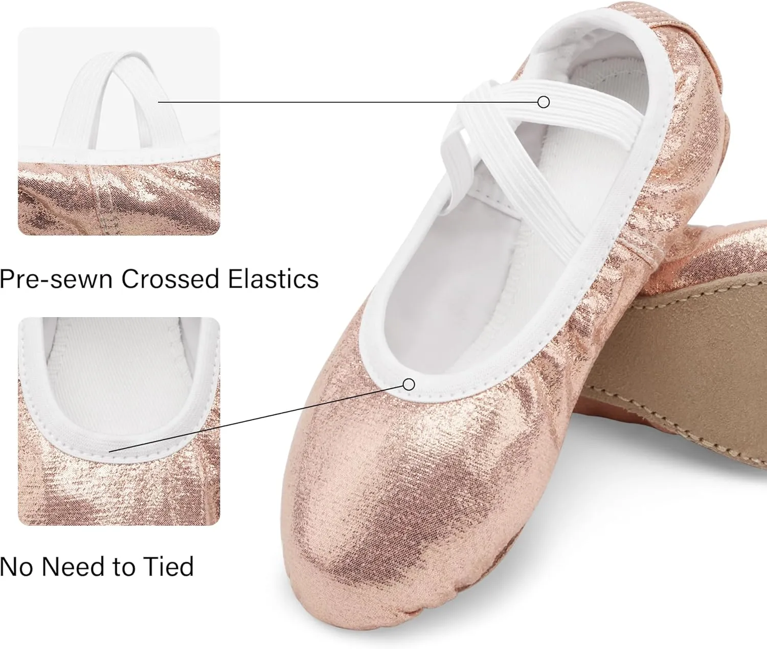Stelle Ballet Shoes for Girls Glitter | Metallic Faux Leather Ballet Slippers Dance Shoes for Toddler/Little/Big Kids