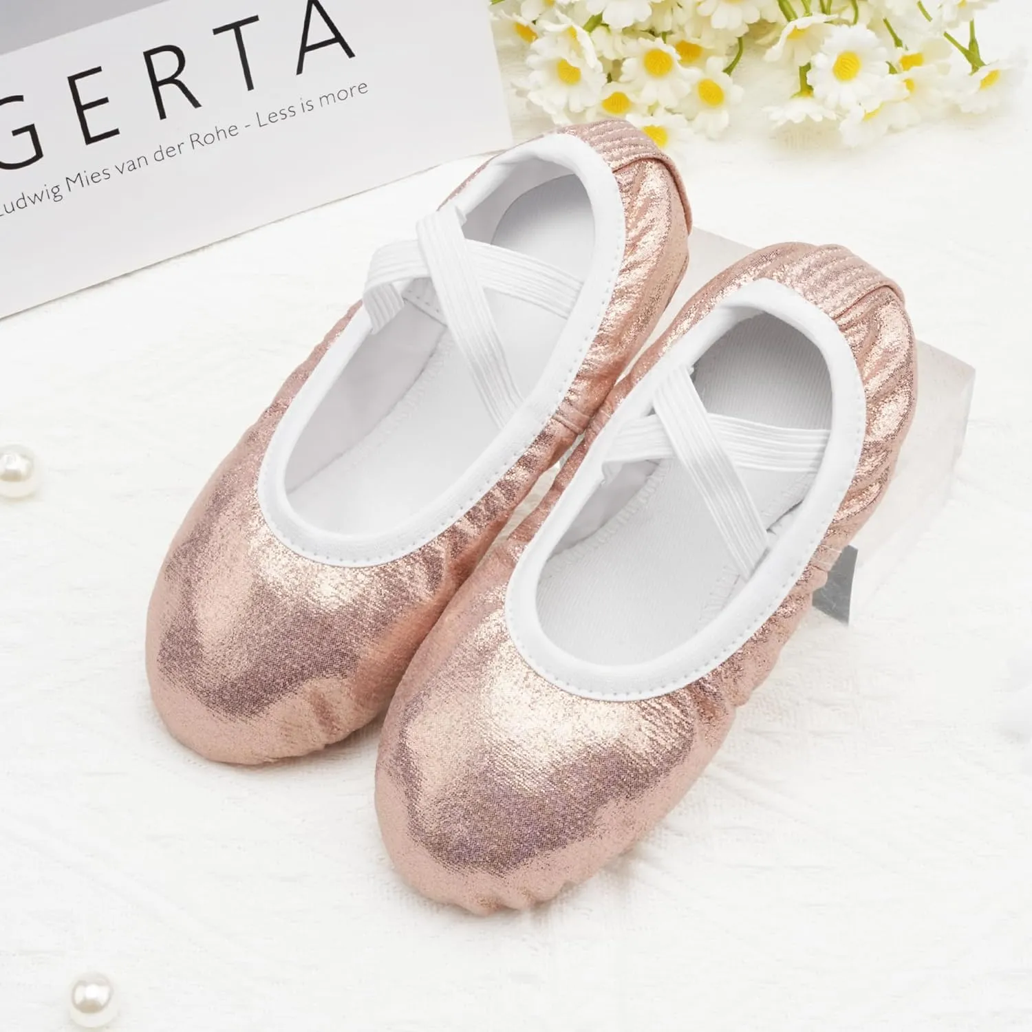 Stelle Ballet Shoes for Girls Glitter | Metallic Faux Leather Ballet Slippers Dance Shoes for Toddler/Little/Big Kids