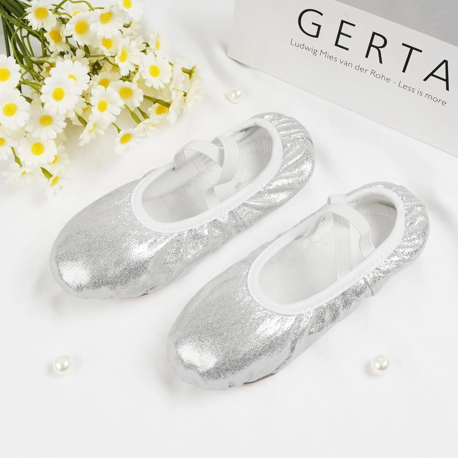 Stelle Ballet Shoes for Girls Glitter | Metallic Faux Leather Ballet Slippers Dance Shoes for Toddler/Little/Big Kids