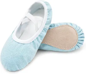Stelle Ballet Shoes for Girls Glitter | Metallic Faux Leather Ballet Slippers Dance Shoes for Toddler/Little/Big Kids
