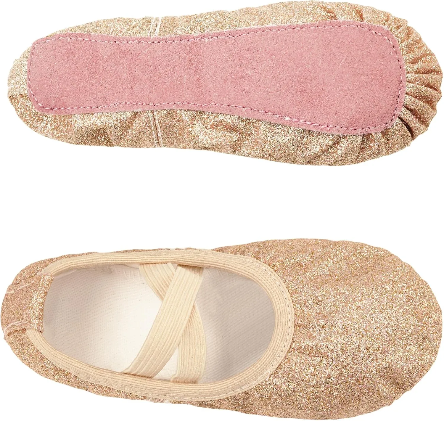 Stelle Ballet Shoes for Girls Glitter | Metallic Faux Leather Ballet Slippers Dance Shoes for Toddler/Little/Big Kids