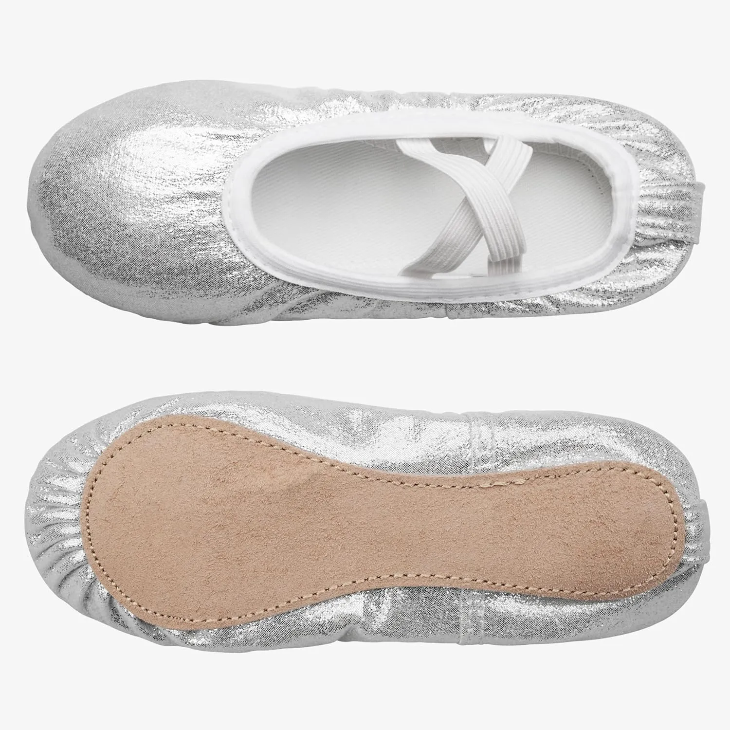 Stelle Ballet Shoes for Girls Glitter | Metallic Faux Leather Ballet Slippers Dance Shoes for Toddler/Little/Big Kids