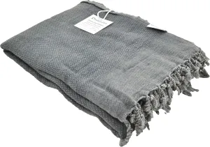 Stonewashed Turkish Throw Blanket - 100% Organic Turkish Cotton - 80" x 57" - Soft, Lightweight, Cozy - for Love Seat, Sofa, Picnic, Yoga - Sand Free Absorbent Beach Blanket - Charcoal Grey
