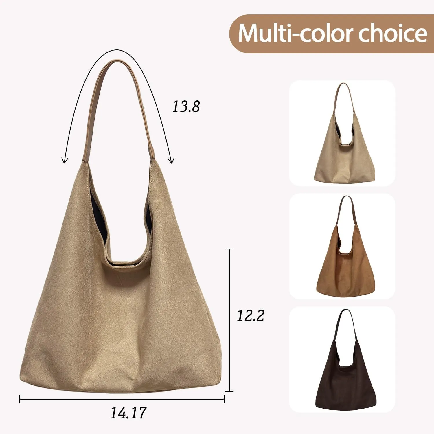 Suede Bags for Women New Suede Tote Bag for Women Fashionable Suede Bag Retro Suede Slouchy Bag Suede Shoulder Bag